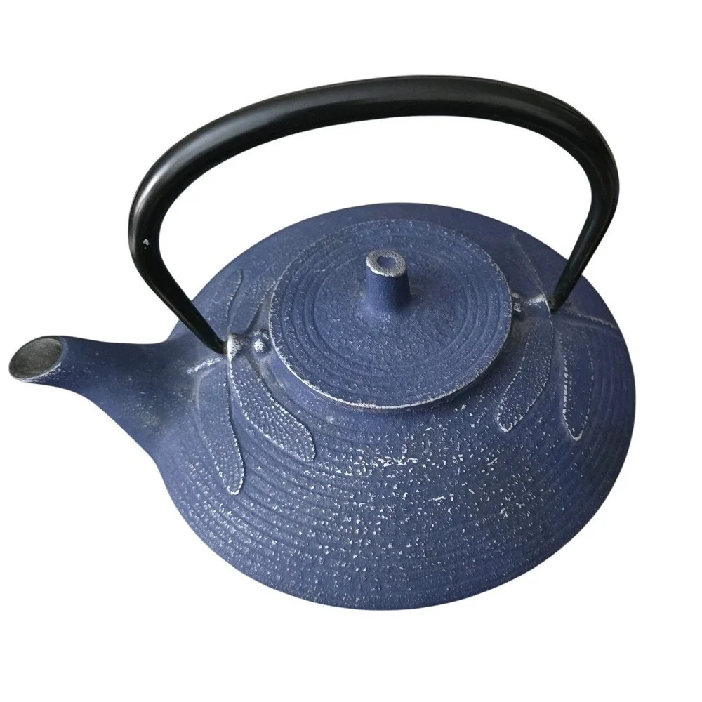 Iwachu Japanese‎ Cast Iron Teapot Blue Dragonfly Tetsubin Made in Japan